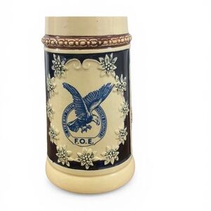VintageWestGerman BeerStein FOE Fraternal OrderofEagles CobaltBlueCeramic wNote